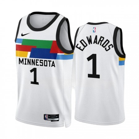 Muške NBA Dres Minnesota Timberwolves Anthony Edwards 1 Nike 2022-23 City Edition Bijela Swingman